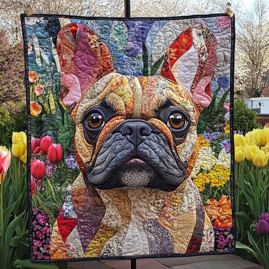 Bulldog Blossoms Quilted Blanket NCU0PT2862