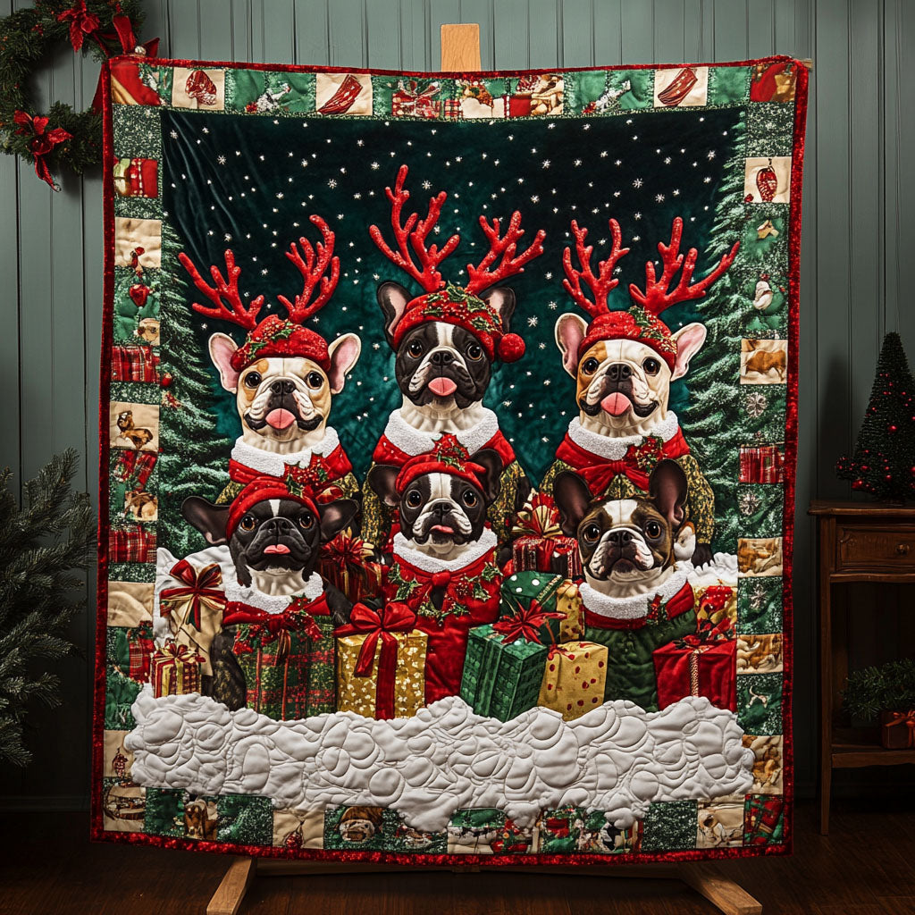 Bulldog Holiday Joy Quilted Blanket NCU0PT2048