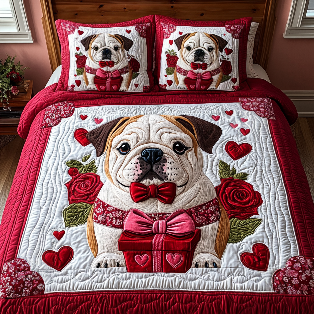 Bulldog Love Quilted Bedding Set NCU0DV2365