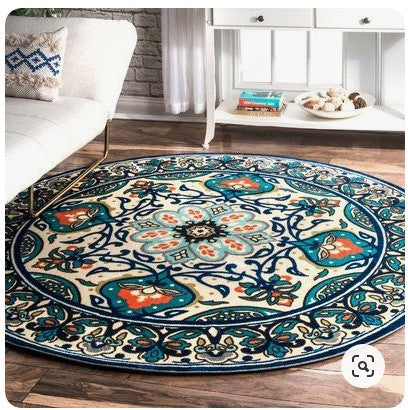 Bungalow Rose Kujawa Blue CLA1610032RR Round Area Rug