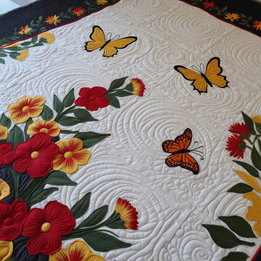 Butterfly In Flower Garden NTA151024142 Quilt Blanket