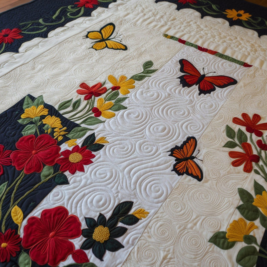 Butterfly In Flower Garden NTA151024143 Quilt Blanket