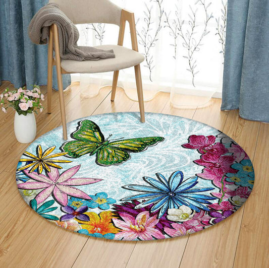 Butterfly And Flower TL1010019TM Round Area Rug