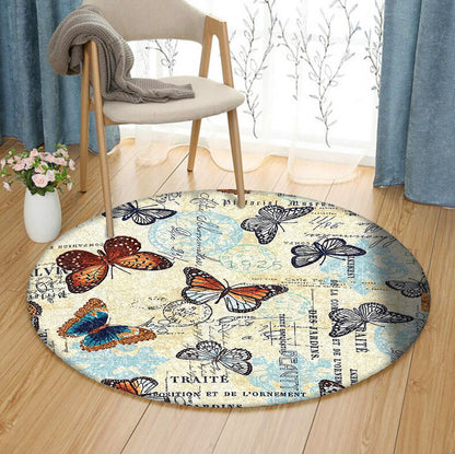 Butterfly HM230807TM Round Area Rug