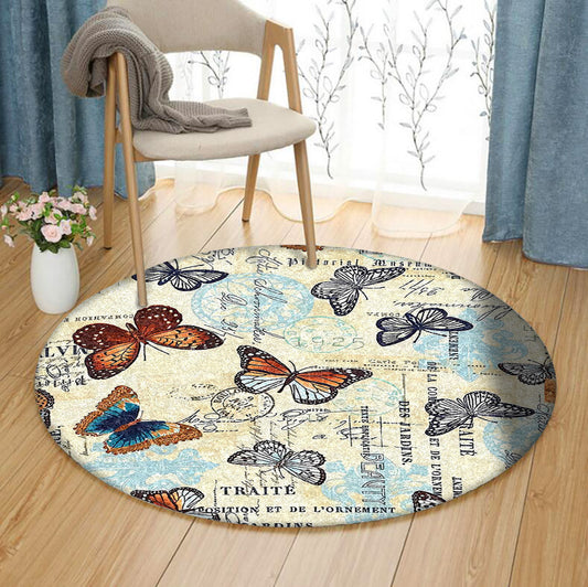 Butterfly HM230807TM Round Area Rug