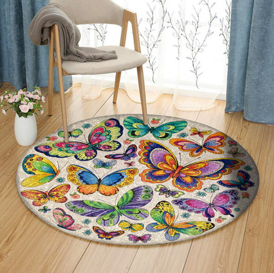 Butterfly HN290805RR Round Area Rug