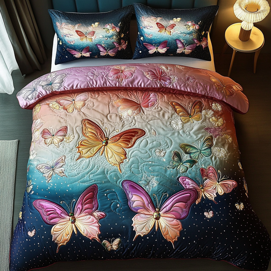 Butterfly Bliss 3-Piece Quilted Bedding Set NCU0DK2876