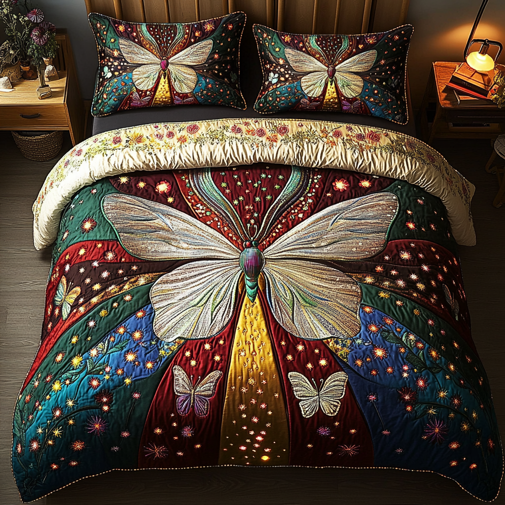 Juego de cama acolchado de 3 piezas Butterfly Bliss NCU0DK3624