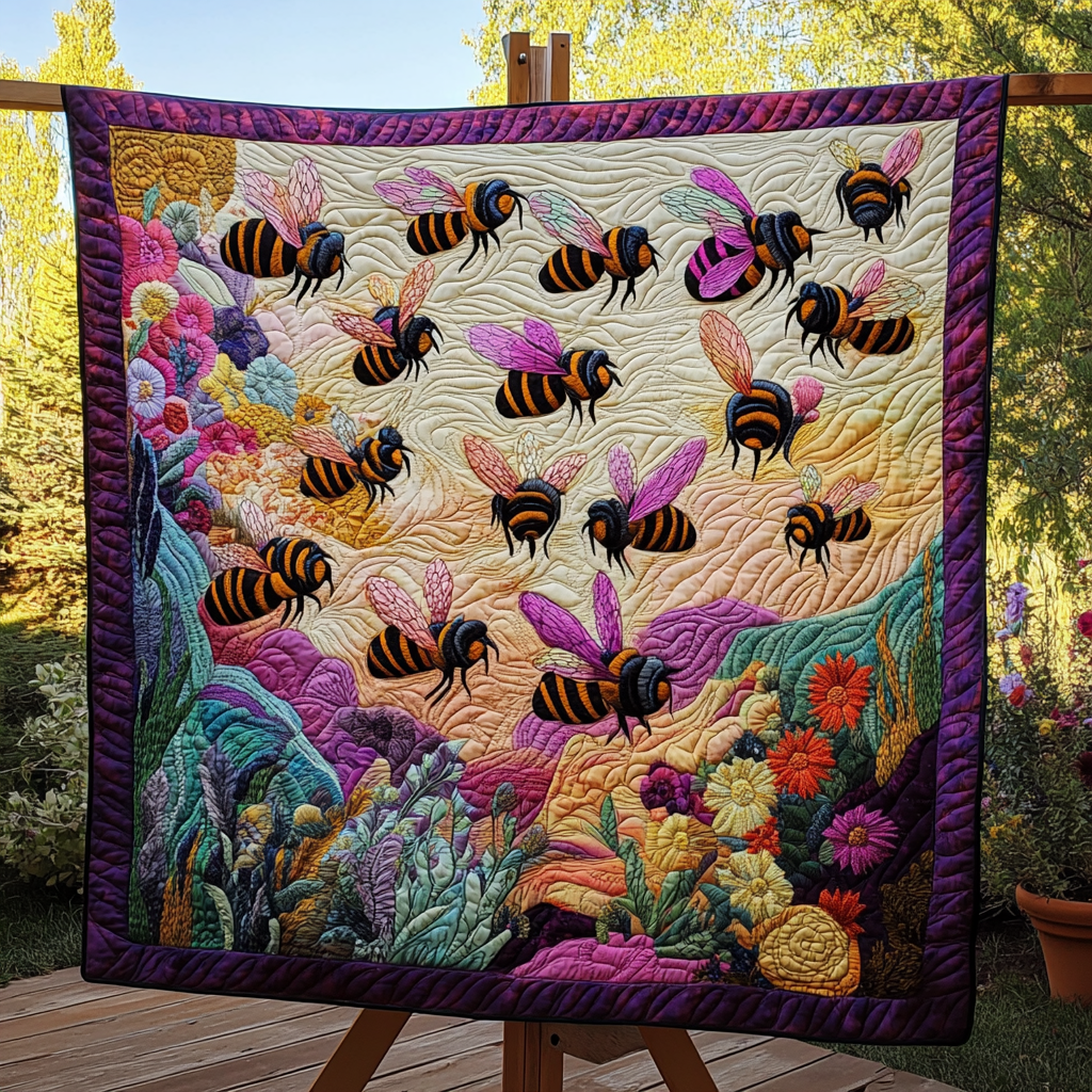 Buzzing Blossom Quilted Blanket NCU0DK2255