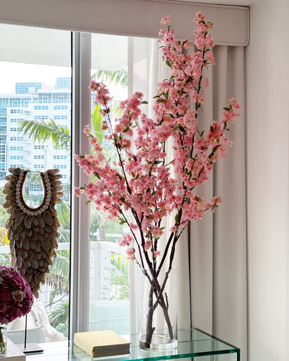 Cherry Blossoms in 16″ Glass Cylinder