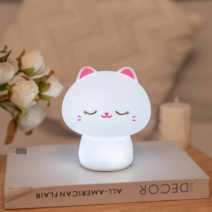 Mushroom Cat Squishy Silicone Night Light - Perfect Gift for Kids and Girls