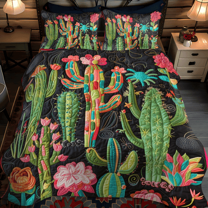 Juego de cama de 3 piezas con diseño de cactus y flores del desierto NCU0DV335