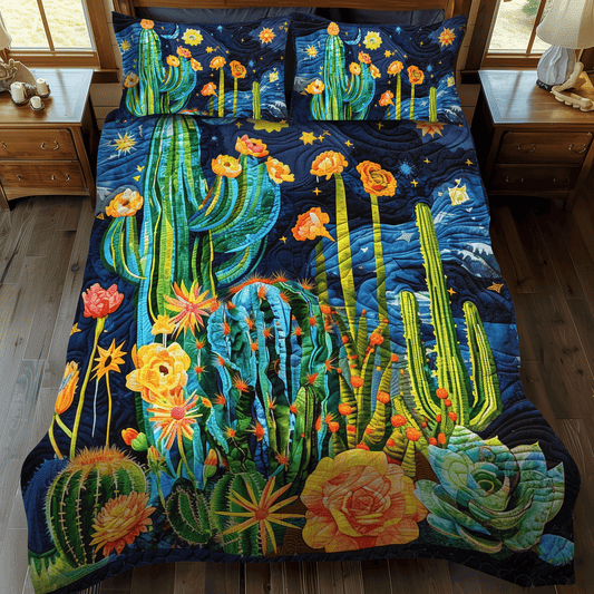 Juego de cama acolchado de 3 piezas Cactus Night Sky NCU0DV338