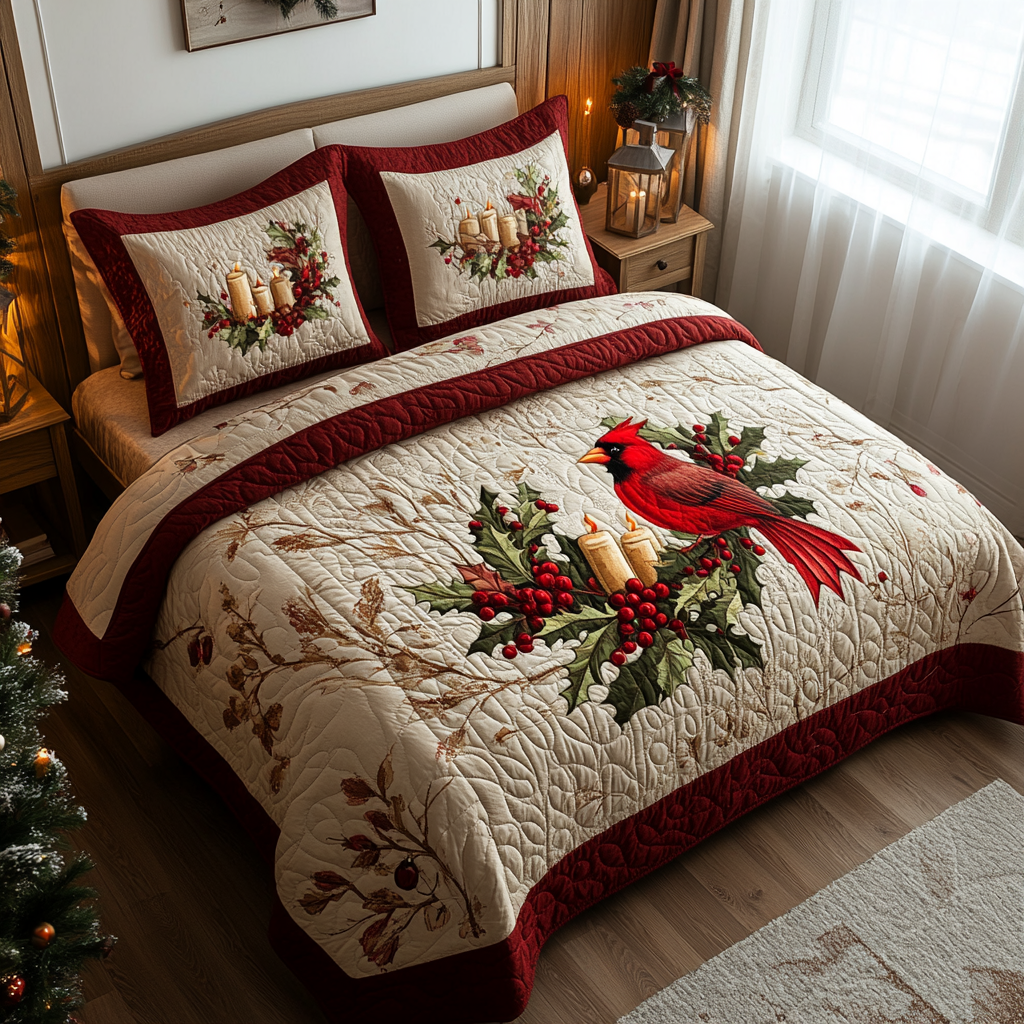 Cardinal Glow Quilted Bedding Set NCU0DV2165