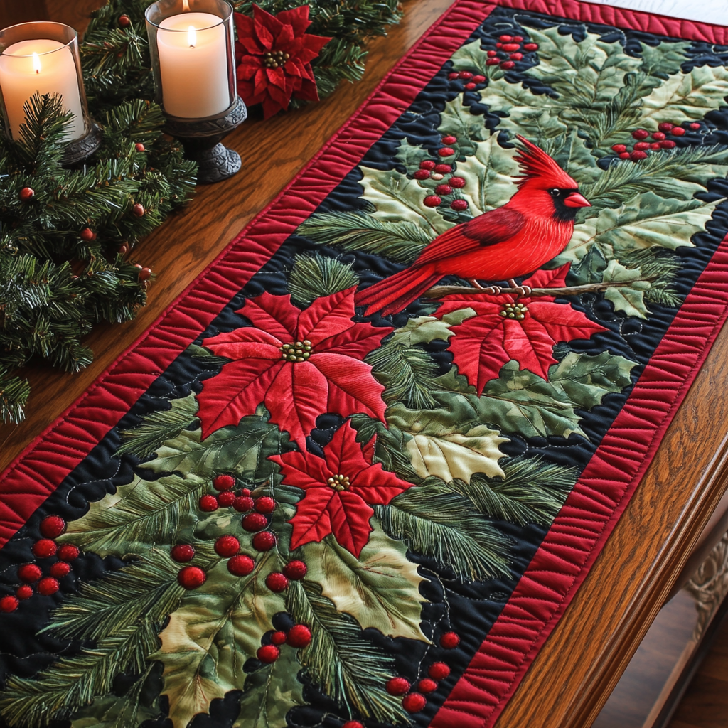 Cardinal Cheer Quilted Table Runner NCU0VH090