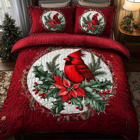 Cardinal Christmas Quilted Bedding Set NCU0VH044