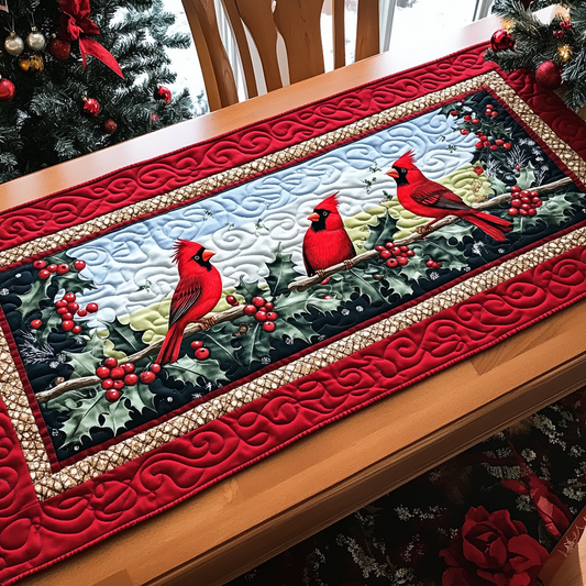 Cardinal Frosted Flight Quilted Table Runner NCU0DK1592