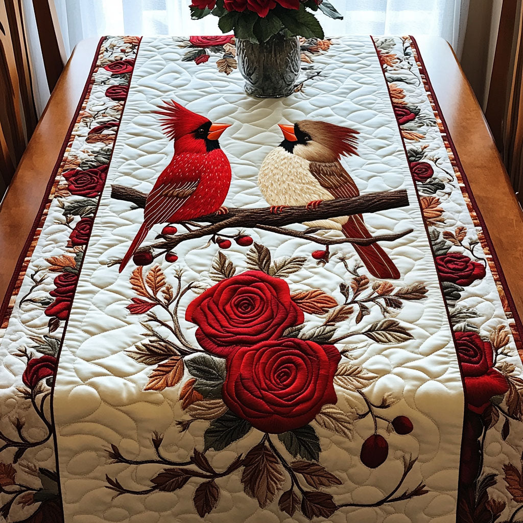 Cardinal Roses Quilted Table Runner NCU0NT2961