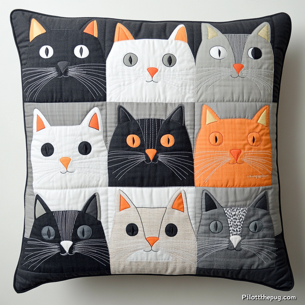 Cat TAI041124560 Quilted Pillow Case