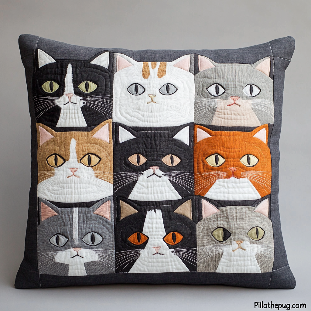 Cat TAI041124561 Quilted Pillow Case