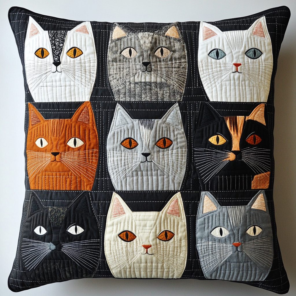 Cat TAI041124565 Quilted Pillow Case