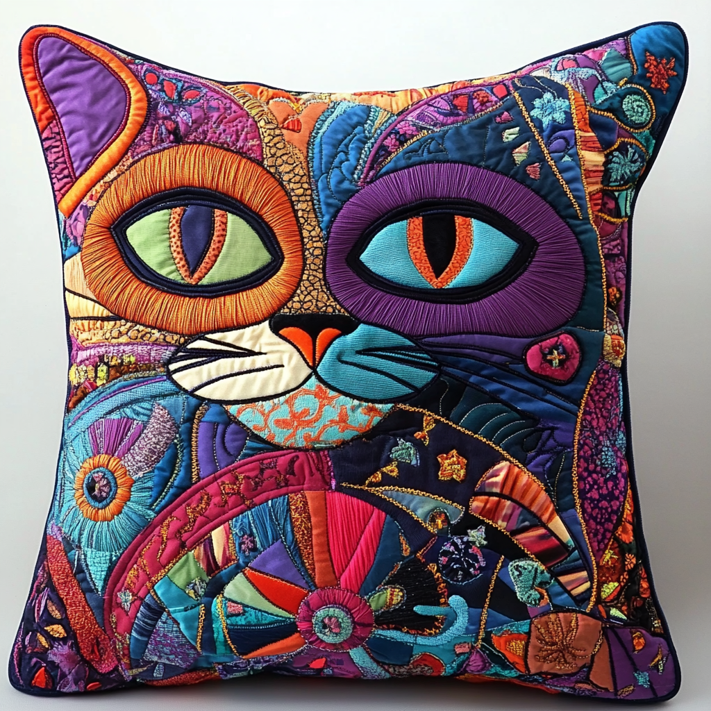 Cat TAI061124247 Quilted Pillow Case