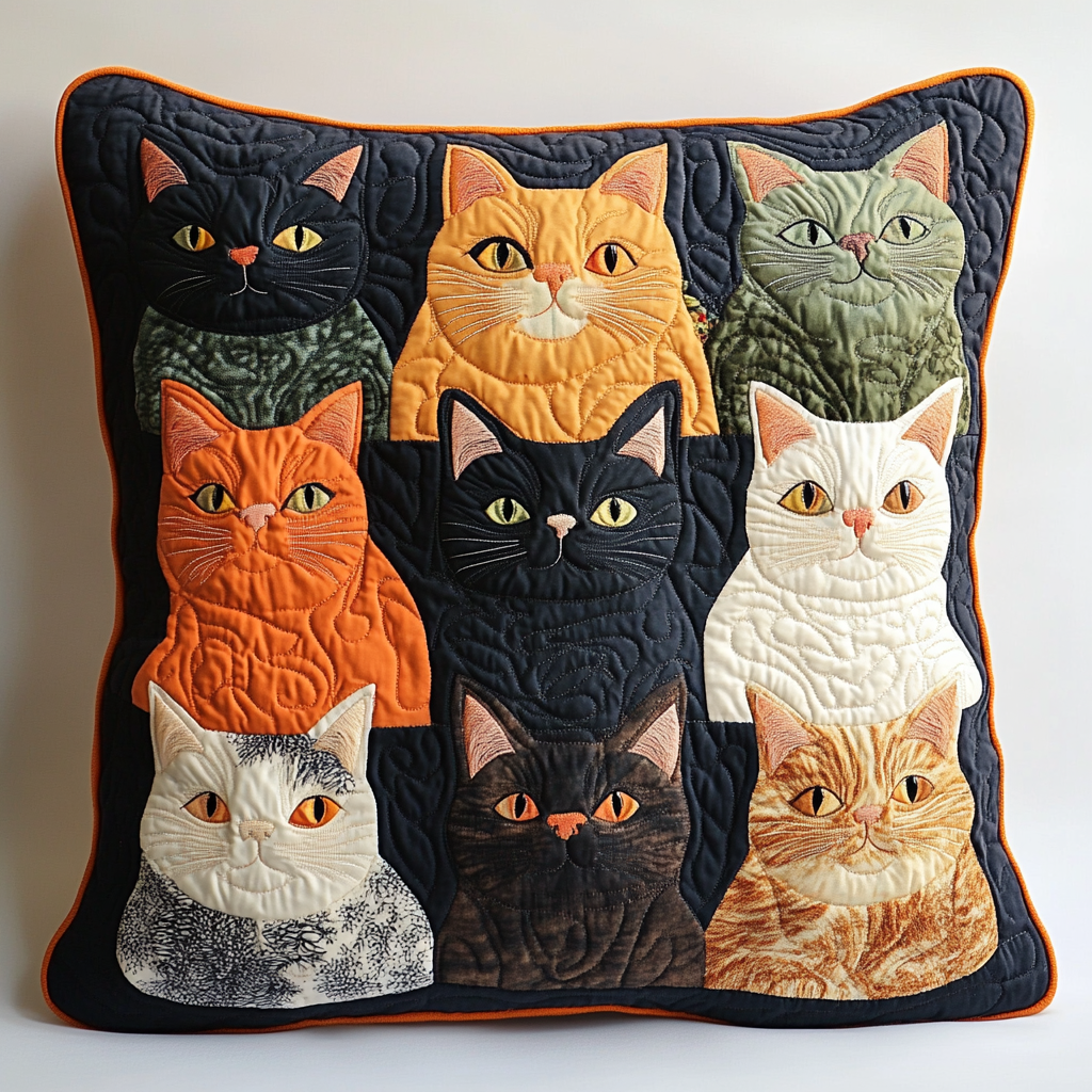 Cat TAI061124262 Quilted Pillow Case