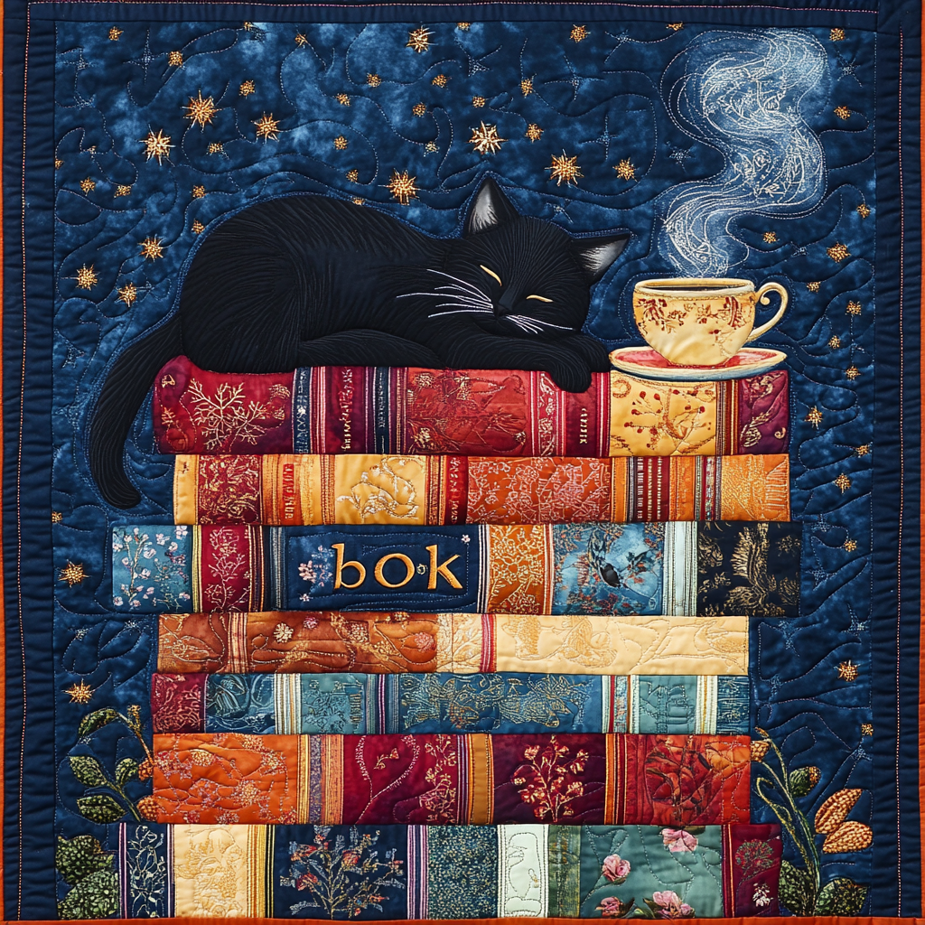 Cat With Book TAI281024229 Quilt Blanket