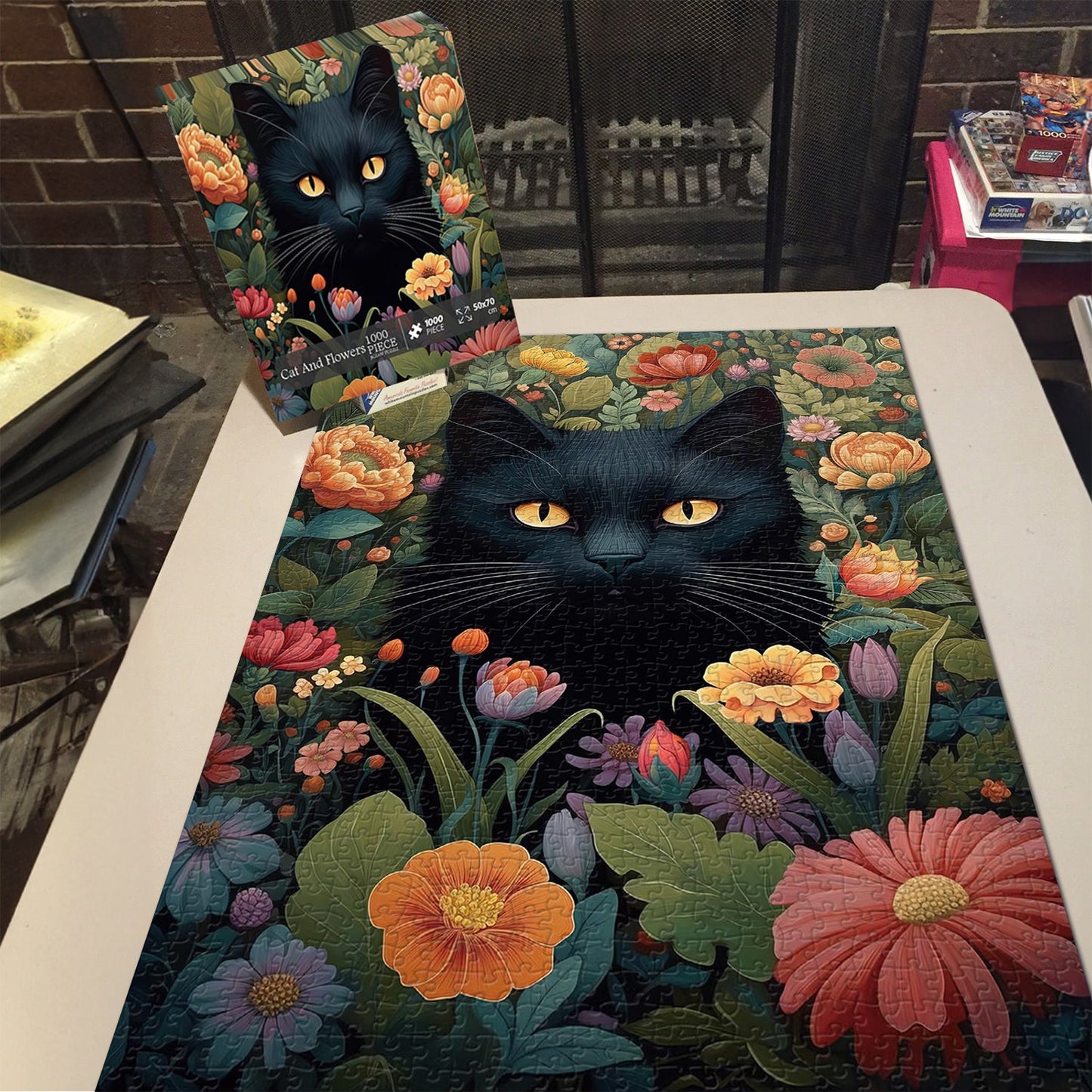 Cat and Flower Jigsaw Puzzle 1000 Pieces