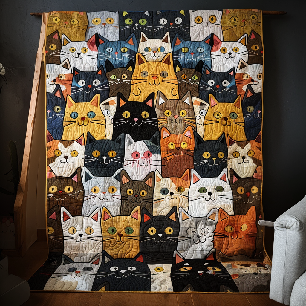 Cat Crowd Quilted Blanket NCU0NT076