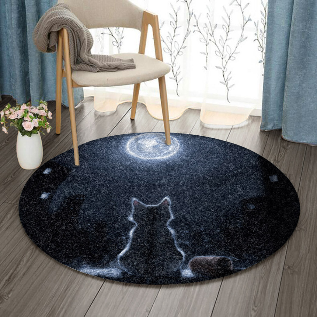 Cat And Moon DN3009025RR Round Area Rug