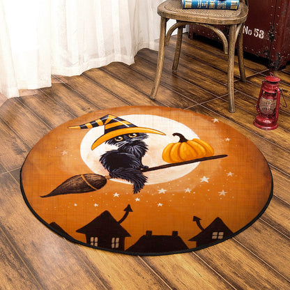 Cat Halloween HN040921RR Round Area Rug