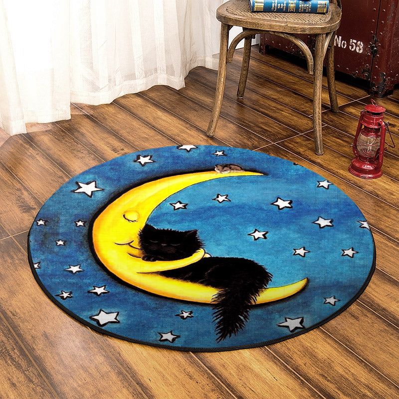 Cat Moon HM080808 Round Area Rug