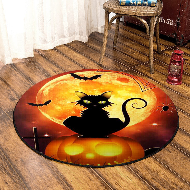 Cat With Halloween HN270807RR Round Area Rug