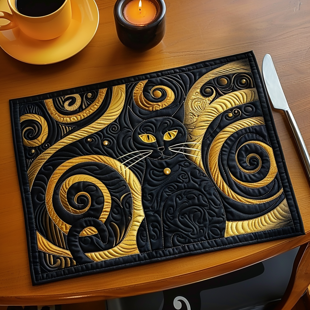 Cat's Nighttime Magic Quilted Place Mat NCU0TH397