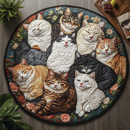 Catnap Haven Quilted Round Mat NCU0PD865