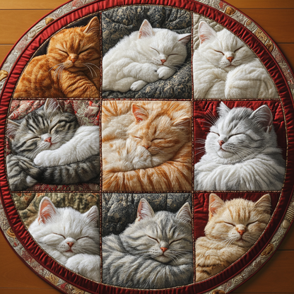 Catnap Quarters Quilted Round Mat NCU0DV1073