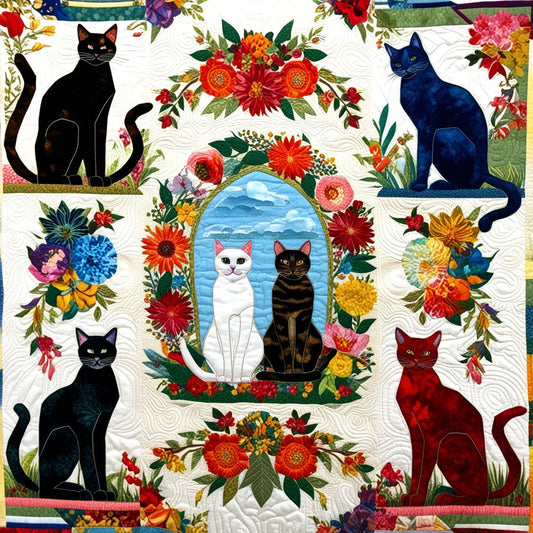 Cats In The Garden NTA151024075 Quilt Blanket