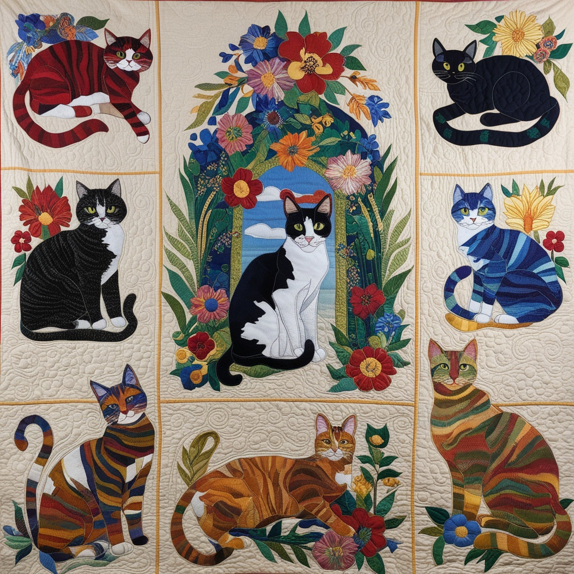 Cats In The Garden NTA151024077 Quilt Blanket