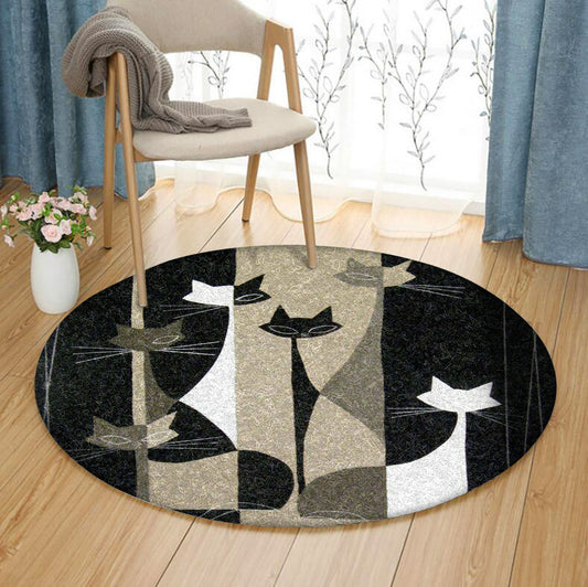 Cats HN2210174RR Round Area Rug