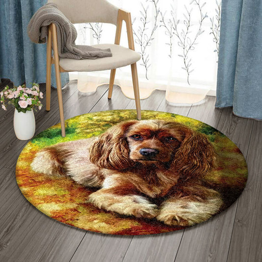 Cavalier King Charles Spaniel HN180921RR Round Area Rug