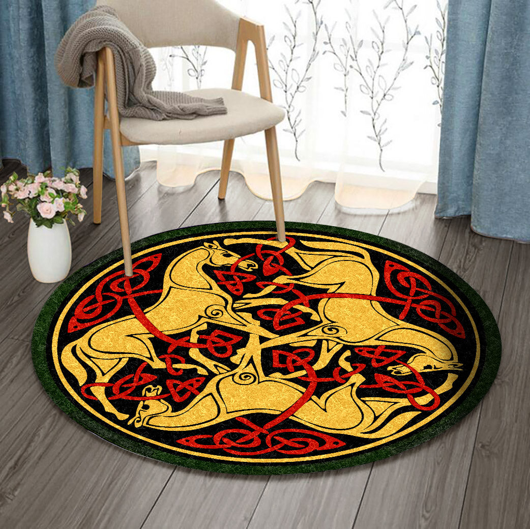 Celtic Horse BT1510023RR Round Area Rug