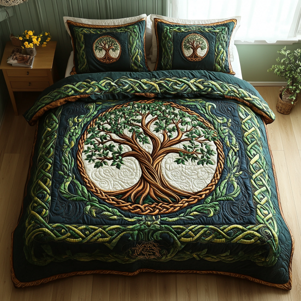 Celtic Canopy Quilted Bedding Set NCU0DV2177