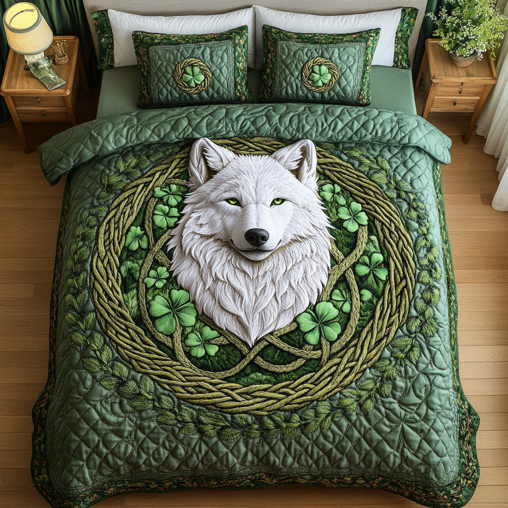 Celtic Wolf 3-Piece Quilted Bedding Set NCU0DK3278