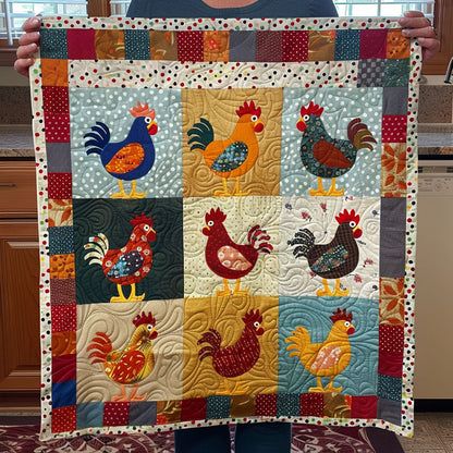 Charming Chicken Dots Quilted Blanket NCU0TL322