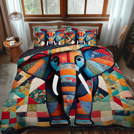 Charming Elephant 3-Piece Quilted Bedding Set NCU0TH725