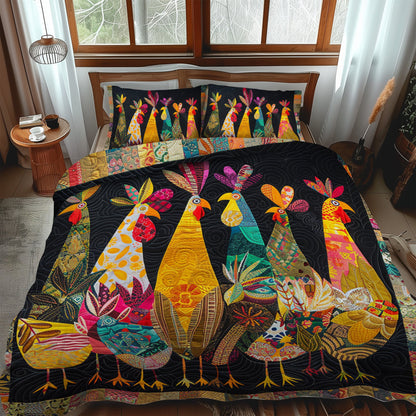 Charming Rooster 3-Piece Quilted Bedding Set NCU0TH885