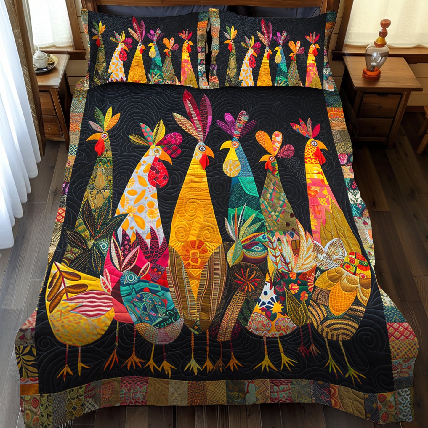 Chicken Quilted Bedding Set NCU0VT03