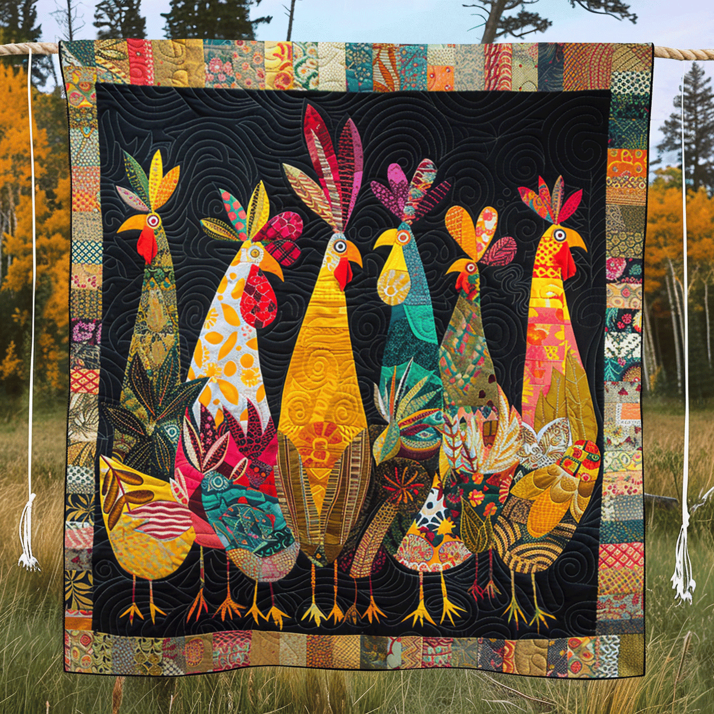 Charming Rooster Quilted Blanket NCU0TH958