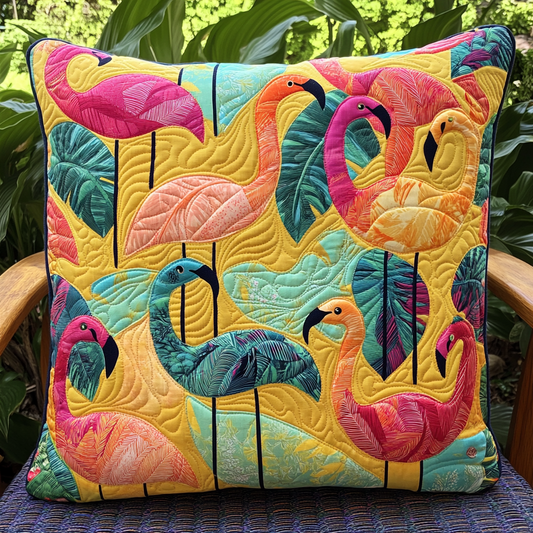 Charming Flamingo Quilted Pillow Case NCU0VL531